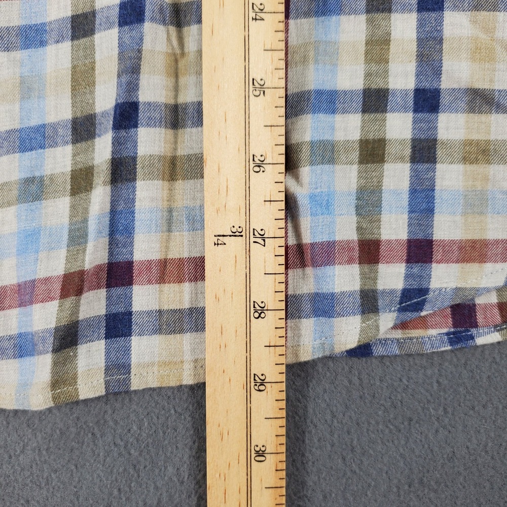 Peter Millar Mens Large Plaid Button Down Shirt Multi Color Cotton Long Sleeve - Picture 6 of 7
